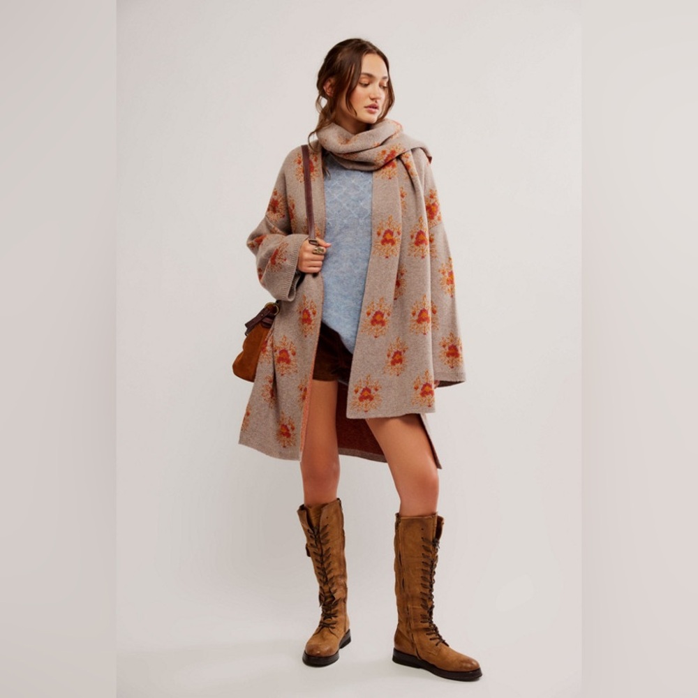 Free People Bali Ayla Scarf Cardigan in Autumn Combo